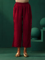 Thumbnail for trueBrowns Ivory Geometric Floral Viscose Silk High Low Kurta Pant Set - Distacart