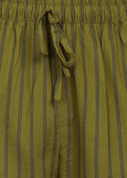 Fabmade Olive Stripe Linen Trouser - Distacart