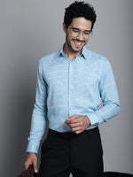 Thumbnail for Jainish Men's Geomatric Printed Formal Shirts - Sky Blue - Distacart