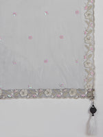 Thumbnail for House of Panchhi Navy Blue Georgette Sequins, Mirror And Thread Embroidery Lehenga Choli & Dupatta - Distacart