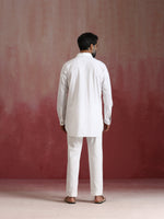 Thumbnail for trueBrowns Men's White Cotton Shirt Collar Stylized Kurta Co-ord set