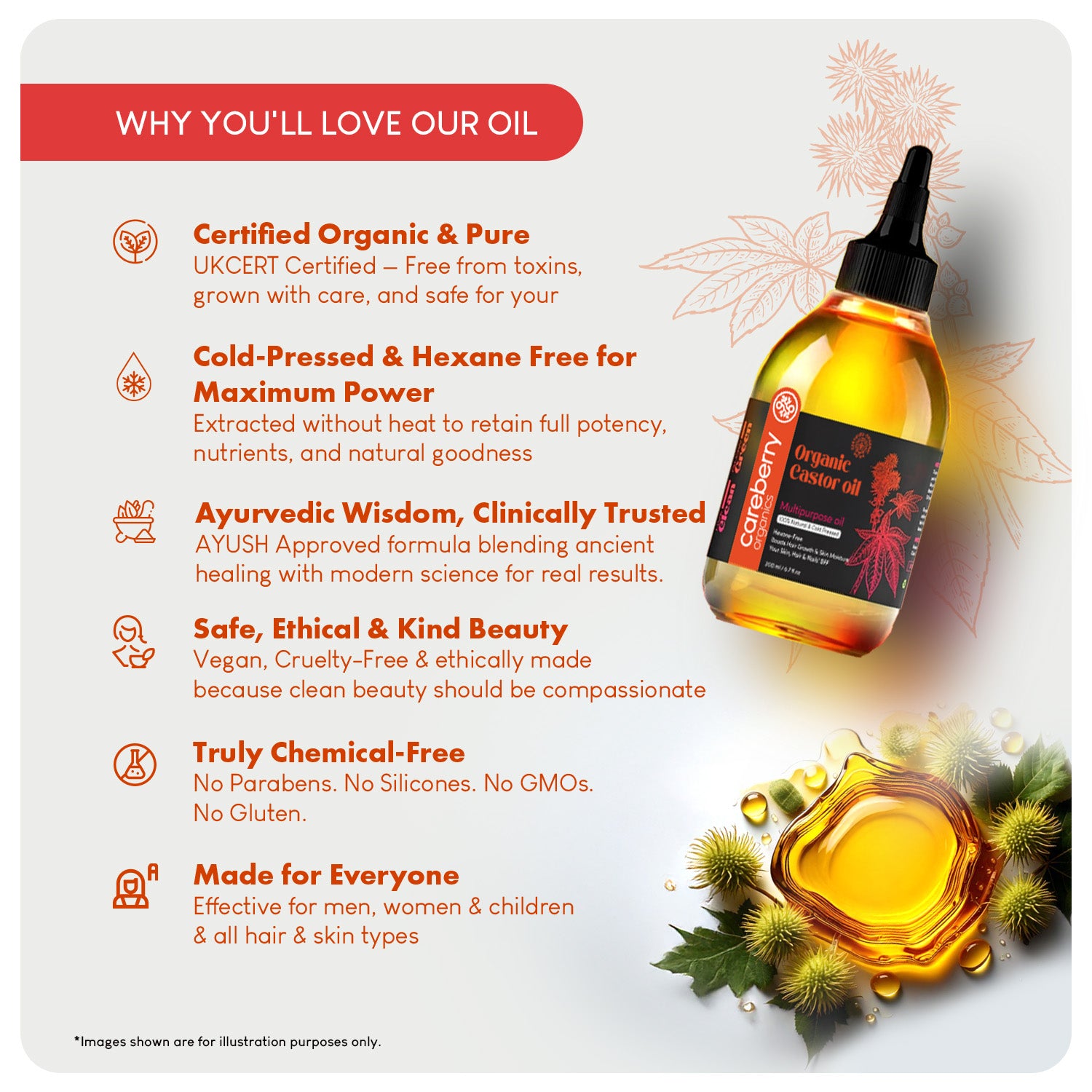 Careberry Organic Cold Pressed Castor Oil (Arandi Oil) - Distacart
