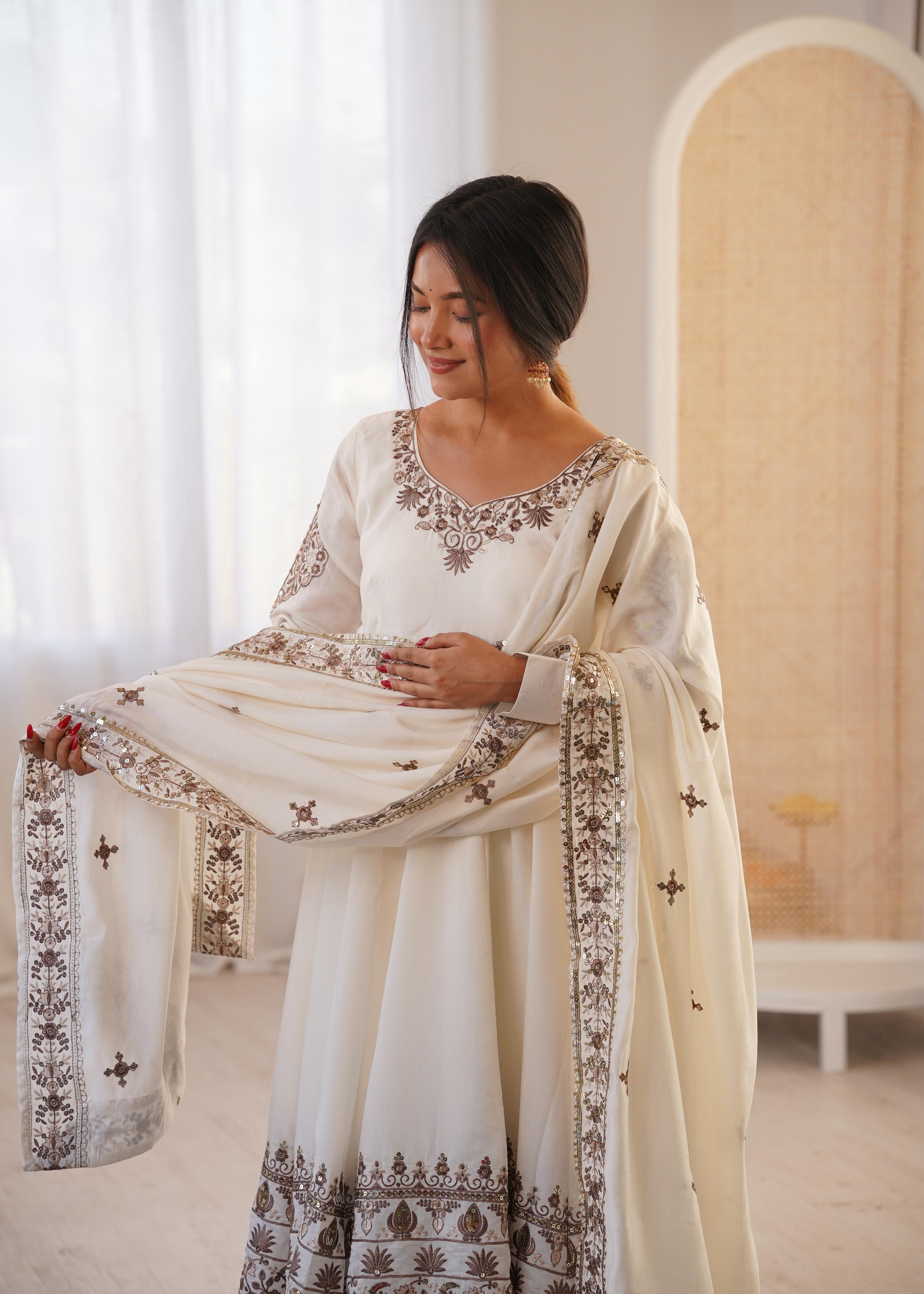 Anaita Black Silk Readymade Anarkali Suit with Embroidery & Sequence Work - Dista