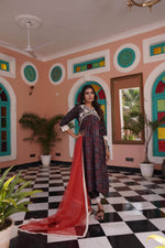 Thumbnail for BulBul Bhumika Chanderi Red Kurta Set with Dupatta