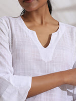 Thumbnail for trueBrowns White Cotton Check Kurta Co-ord Set