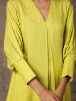 Thumbnail for trueBrowns The Penelope - Lime Green Solid Textured Co-Ord Set - Distacart