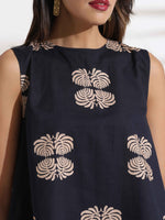 Thumbnail for trueBrowns Black Cotton Print Top & Flared Pants Co-ord Set