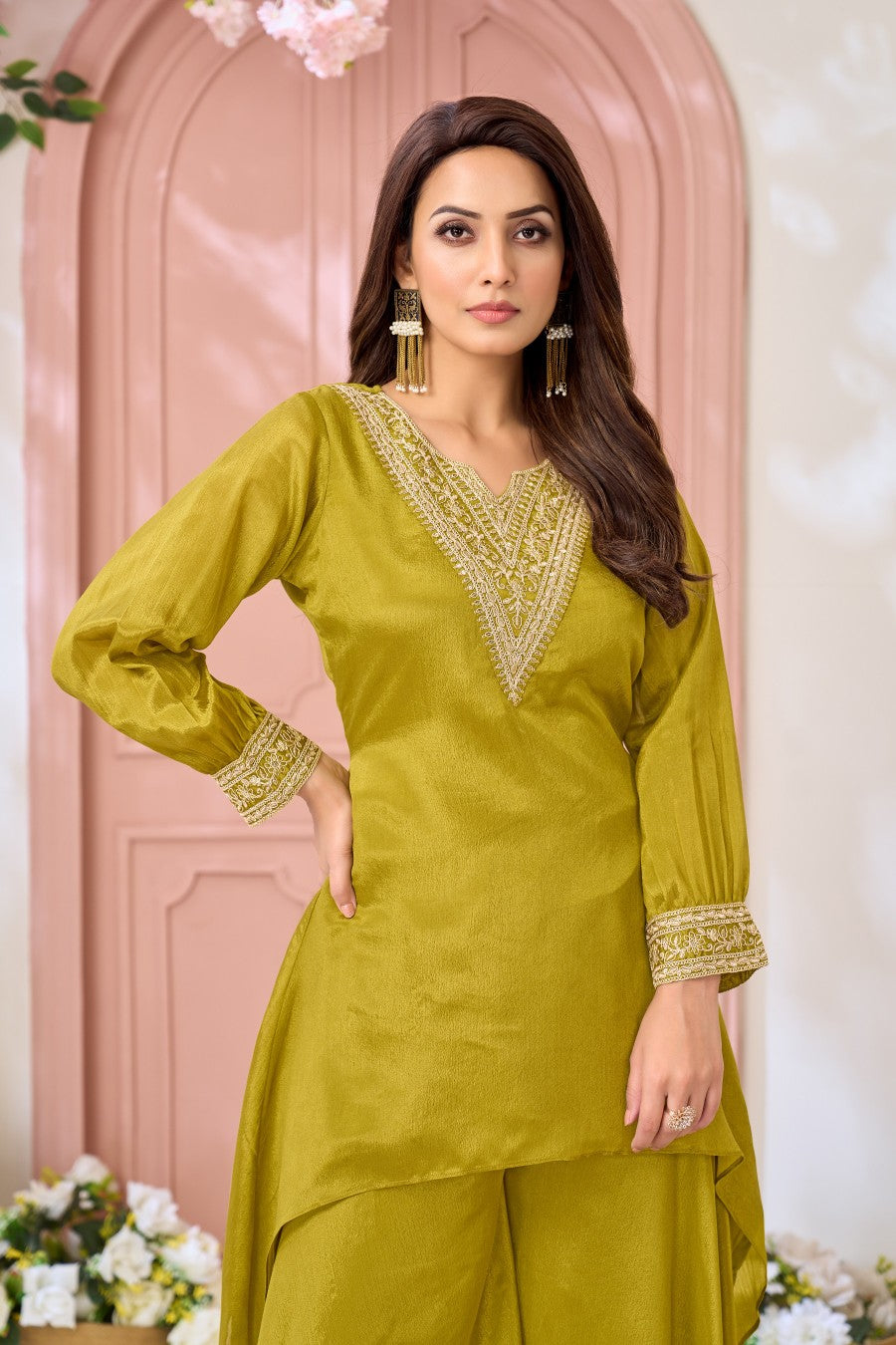 Anaita Parrot Readymade Suit with Coding Work - Dista