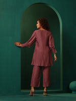 Thumbnail for trueBrowns Light Mauve Silk Front Pleat Co-ord Set - Distacart