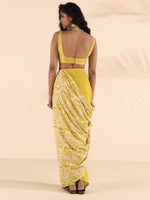 Thumbnail for trueBrowns Lime Muslin Ikat Saree