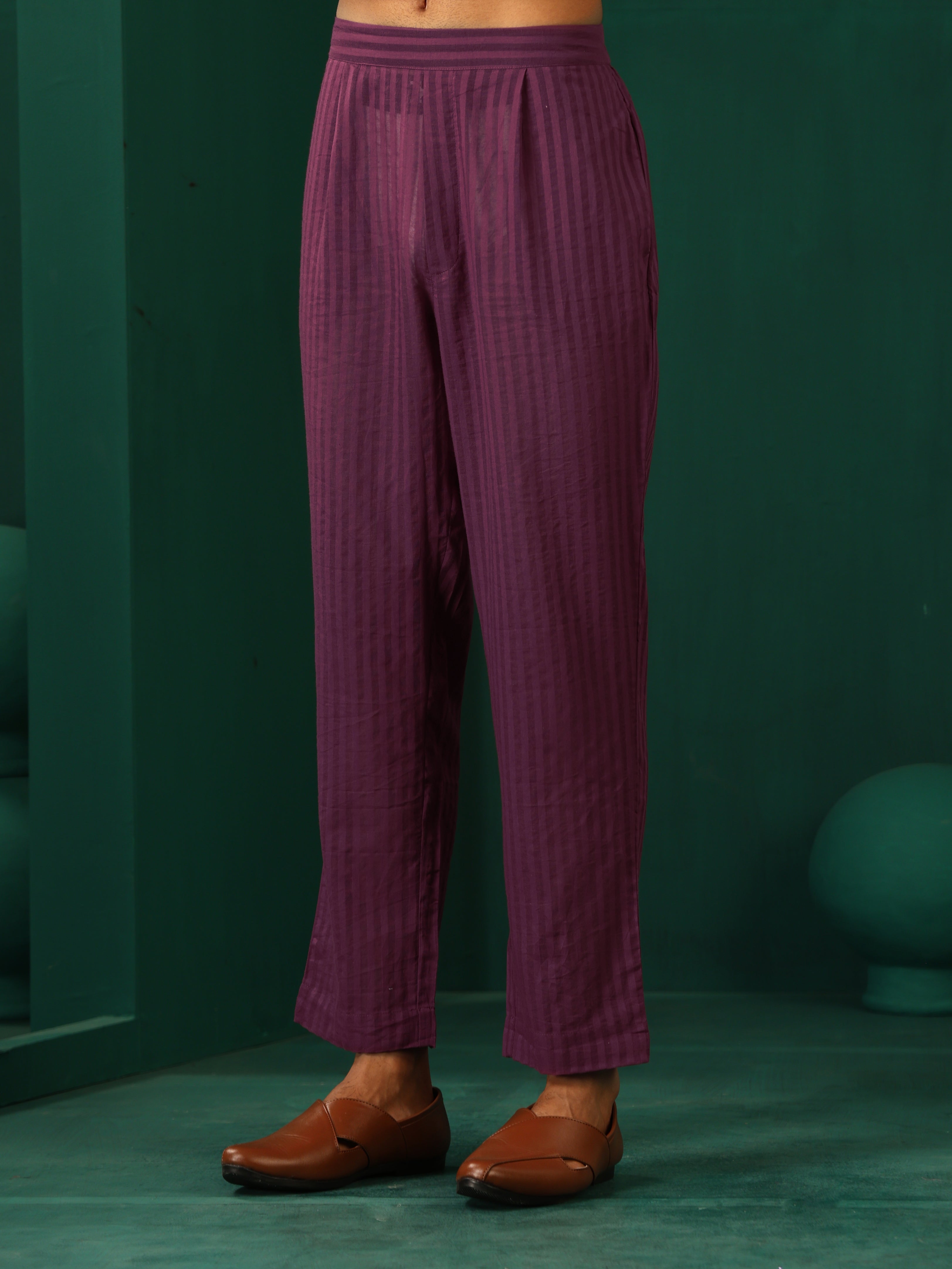 trueBrowns Men's Purple Dobby Co-ord Set - Distacart