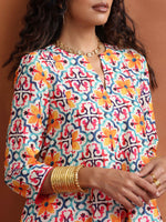 Thumbnail for trueBrowns Off White Print Flared Anarkali Kurta Co-ord Set