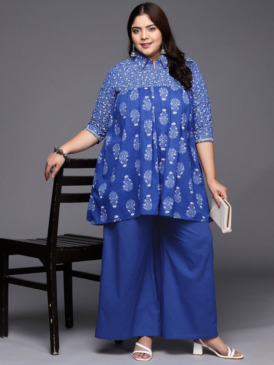 Ahalyaa Women Plus Size Cotton Tunic with Palazzos - Distacart
