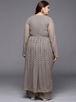 Thumbnail for Ahalyaa Plus Size Floral Printed Zari Angrakha Kurta with Palazzos - Distacart