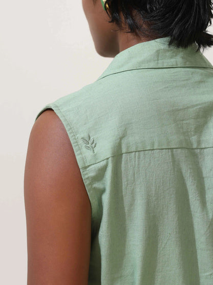 trueBrowns Mint Green Cotton Linen Co-Ord Set - Distacart