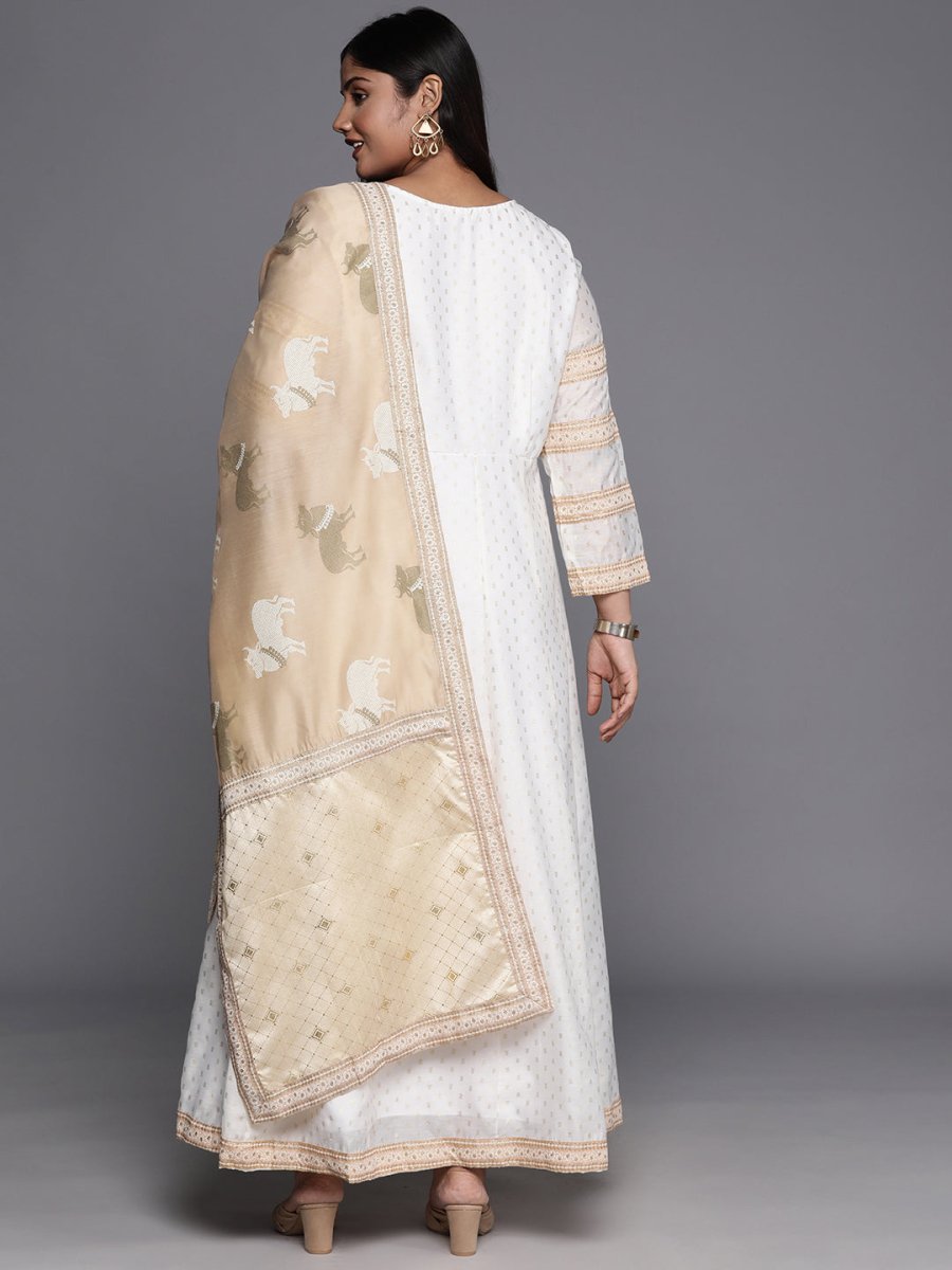 Ahalyaa Plus Size Boat Neck Maxi Ethnic Dress With Dupatta - Distacart