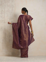 Thumbnail for trueBrowns Purple Gold Metallic Ready To Wear Saree