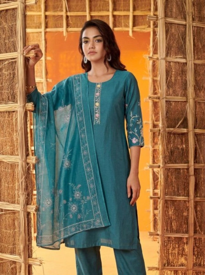 Anaita Teal Readymade Suit with Embroidery Work - Dista