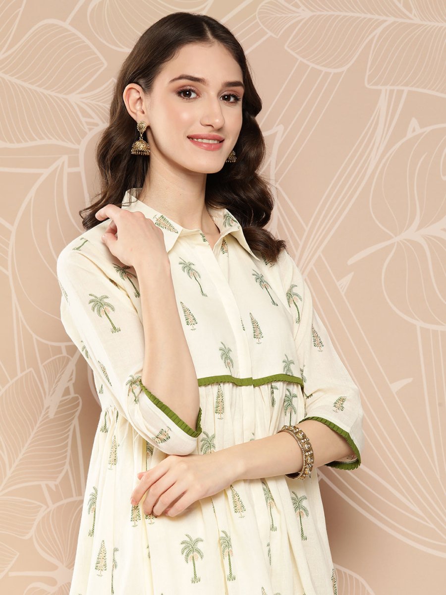 Ahalyaa Printed Cotton Tunic with Palazzos - Distacart