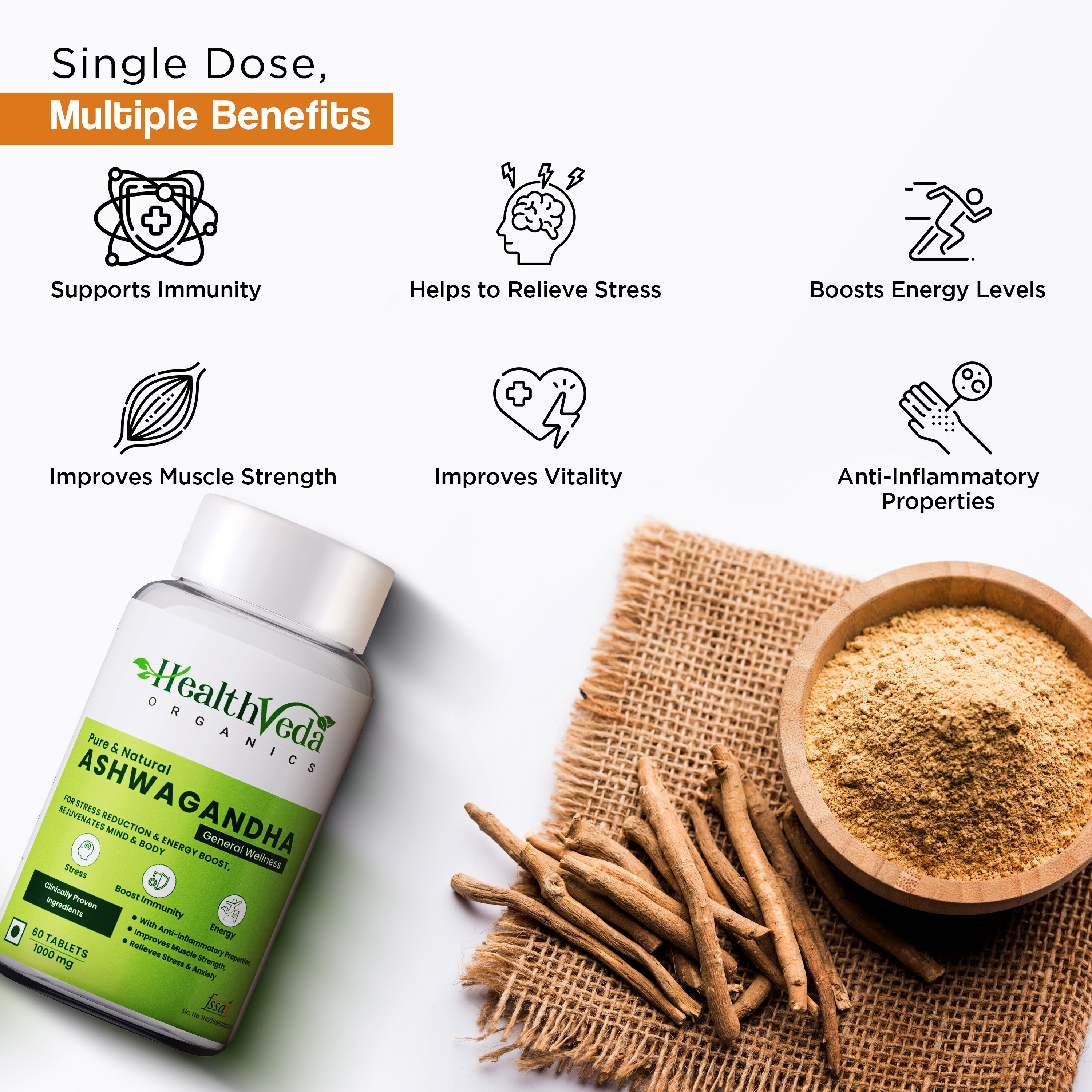 Health Veda Organics Ashwagandha Tablets - Distacart