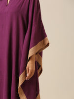 Thumbnail for trueBrowns Plum Purple Slub Texture High Low Kaftan Pant Set - Distacart