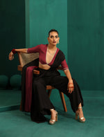 Thumbnail for trueBrowns Black Silk Palazzo Stitched Saree - Distacart