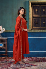 Thumbnail for Anaita Rust Anarkali Readymade Suit with Embroidery Work - Dista