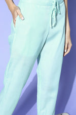 Thumbnail for Ahika Sky Blue Poly Chanderi Square Neck Kurta Set