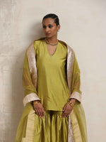 Thumbnail for trueBrowns Green Silk Sharara Dupatta Set