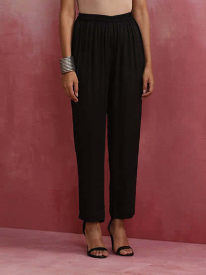 trueBrowns Black V Neck Kurta Co-ord Set - Distacart