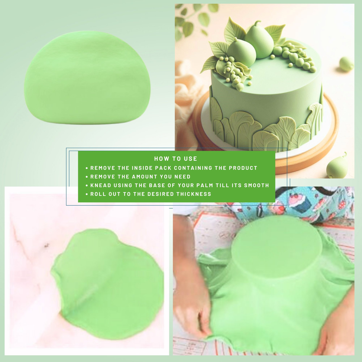 confect pea green sugarpaste br b 1 kg b