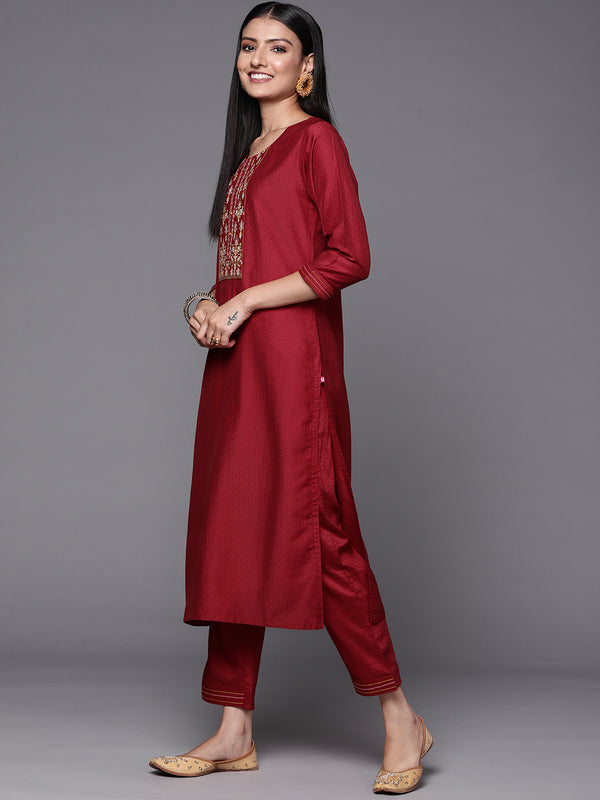 Varanga Thread Embroidered Kurta Paired With Straight Pant And Digital Printed Dupatta - Distacart