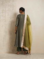 Thumbnail for trueBrowns Green Tissue Anarkali Kurta Dupatta Set