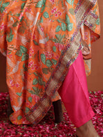 Thumbnail for trueBrowns Orange Print Flared Anarkali Kurta Set - Distacart