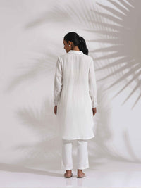 Thumbnail for trueBrowns White Cotton Embroidered Kurta Co-ord Set