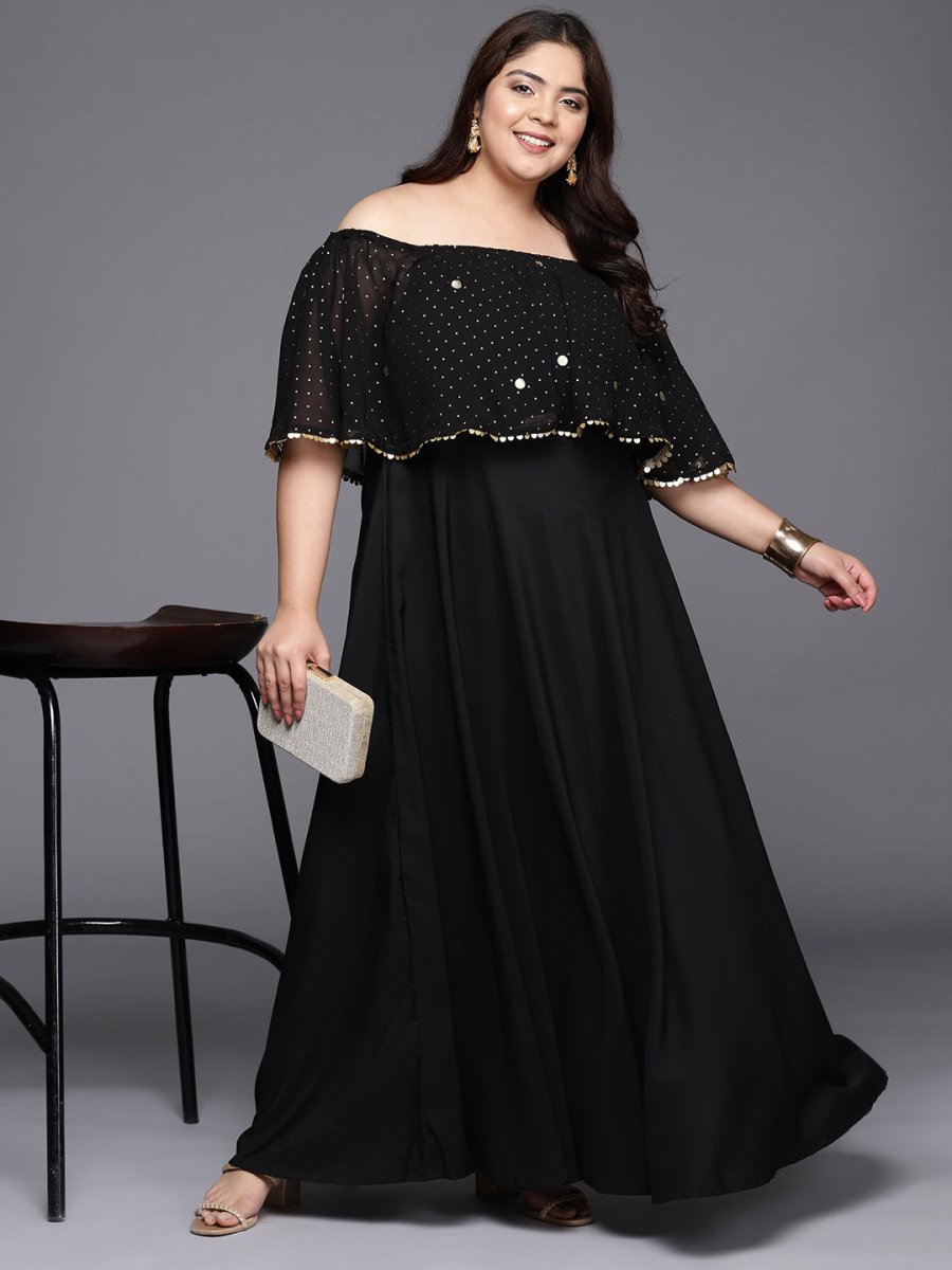 Ahalyaa Plus Size Off-Shoulder Maxi Ethnic Dress - Distacart