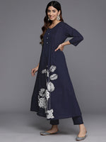 Thumbnail for Varanga Women Blue Floral Printed Kurta With Bottom And Dupatta - Distacart