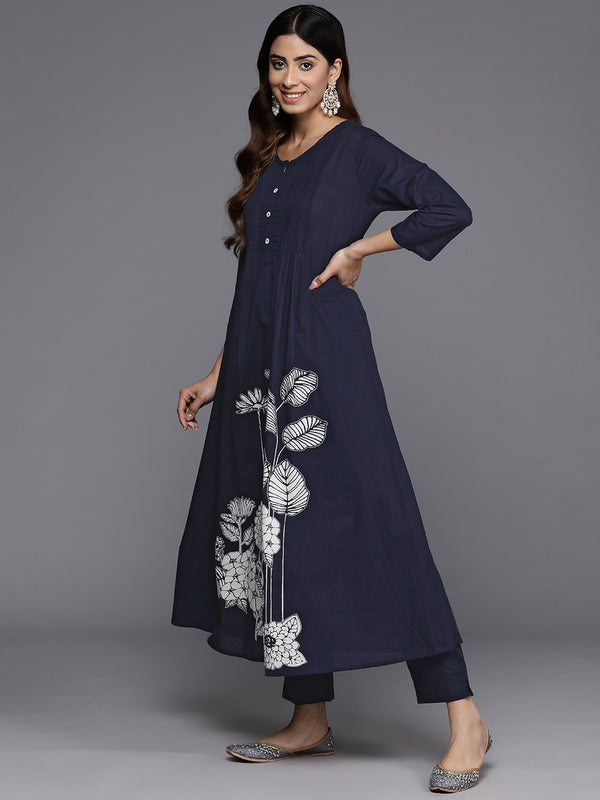 Varanga Women Blue Floral Printed Kurta With Bottom And Dupatta - Distacart