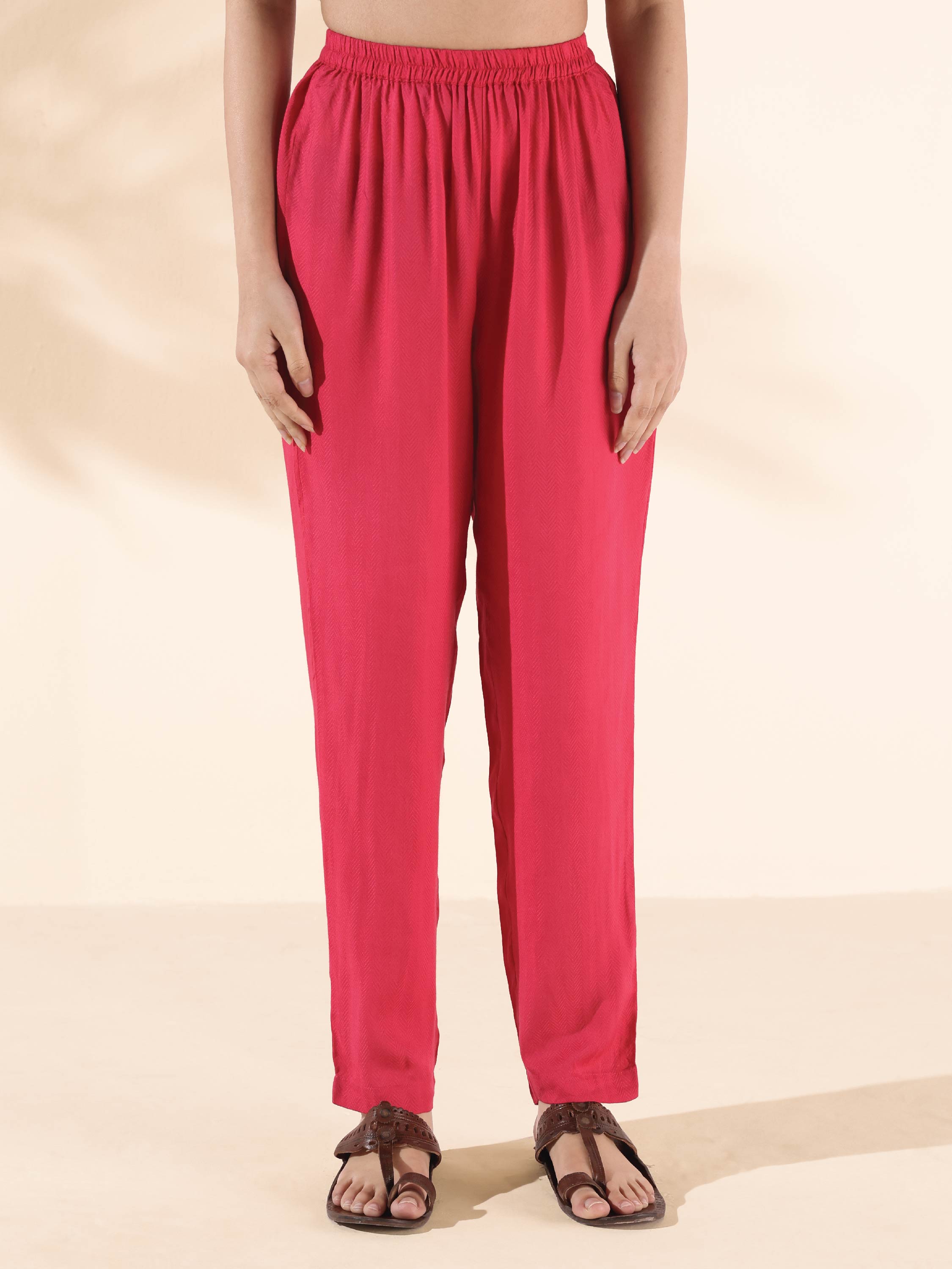 trueBrowns Carrot Viscose Dobby Flared Co-ord Set - Distacart