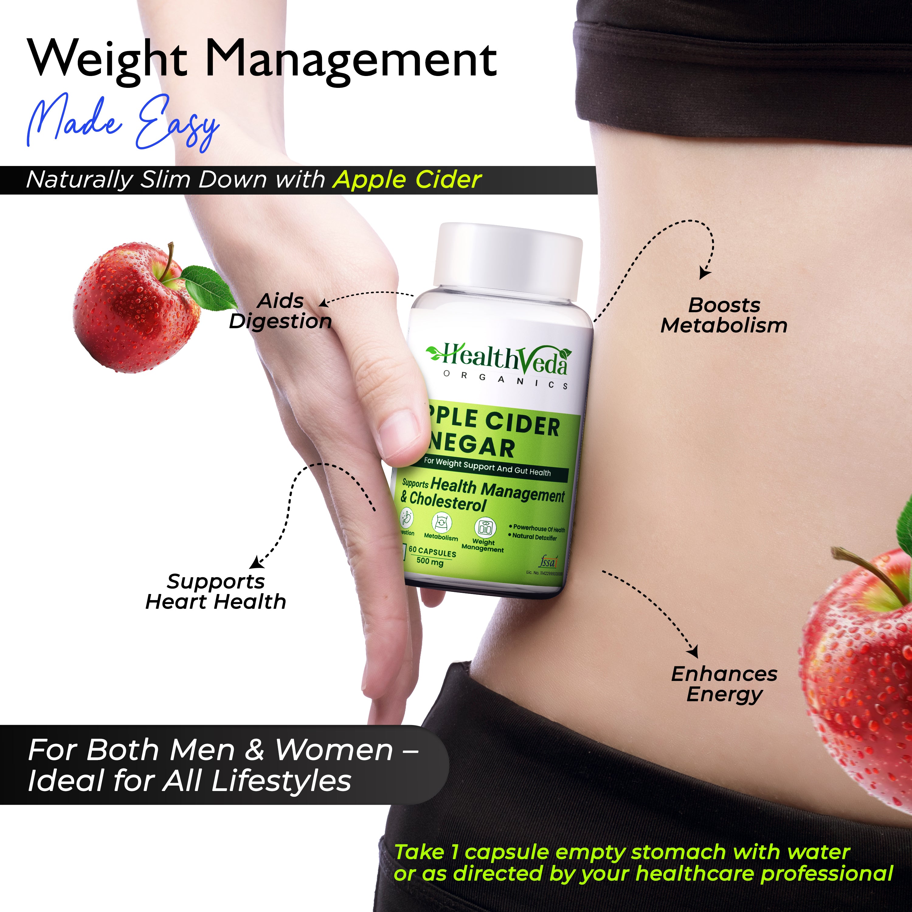 Health Veda Organics Apple Cider Vinegar Supplements Capsules - Distacart