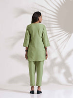 Thumbnail for trueBrowns Green Slub Pleated Co-ord Set