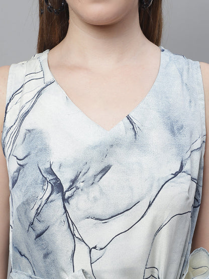 Jainish Women's Blue Printed A-Line Dresses - Distacart