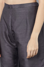 Thumbnail for Ahika Women Charcoal Poly Silk Embroidered Kurta Trousers With Dupatta