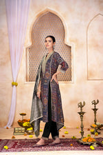 Thumbnail for BulBul Rashmi Abstract Printed Black Kurta Set with Dupatta