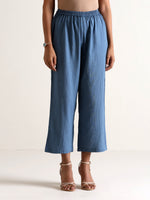 Thumbnail for trueBrowns Light Blue Sleeveless Flared Kurta Pant Set - Distacart