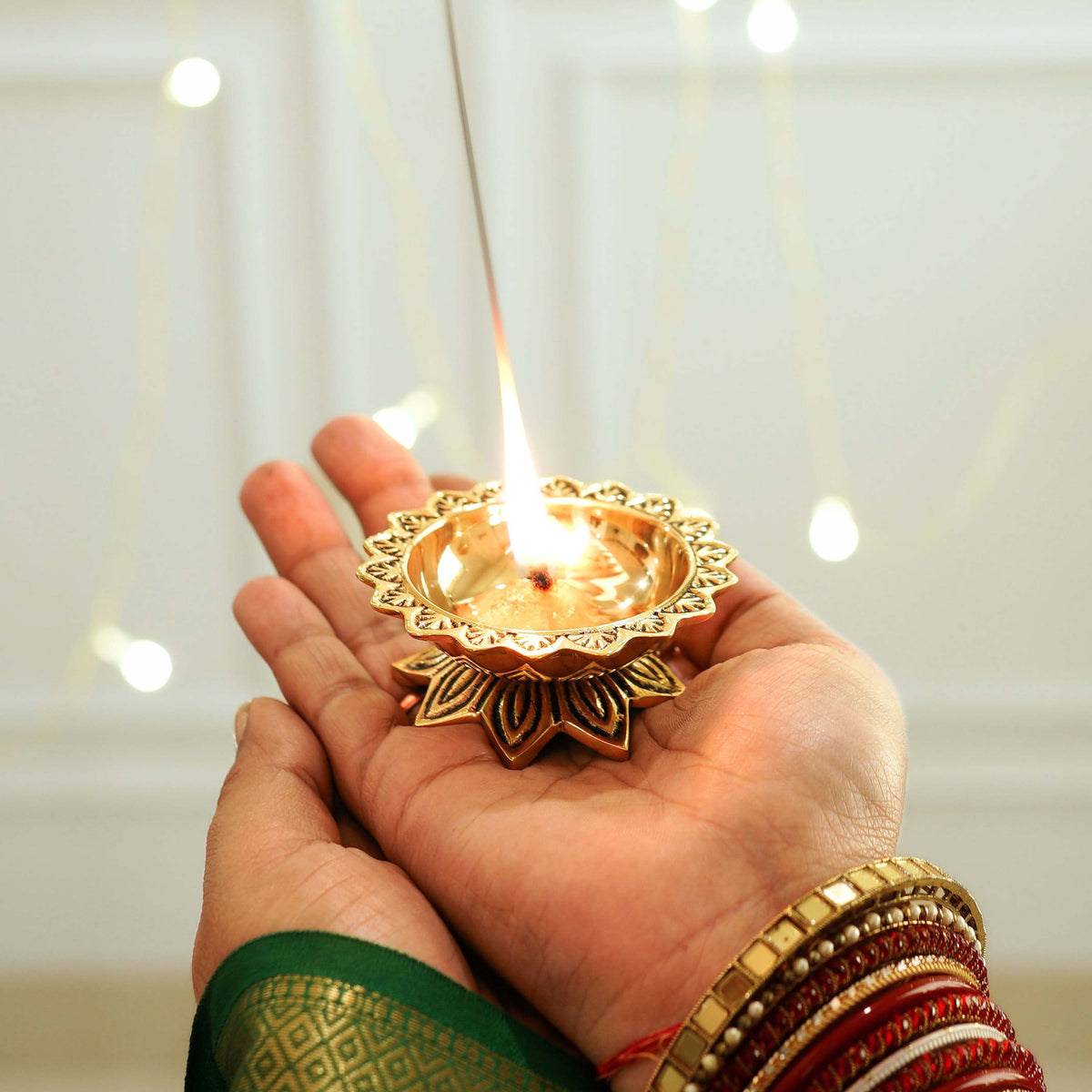 brass padma diyas set