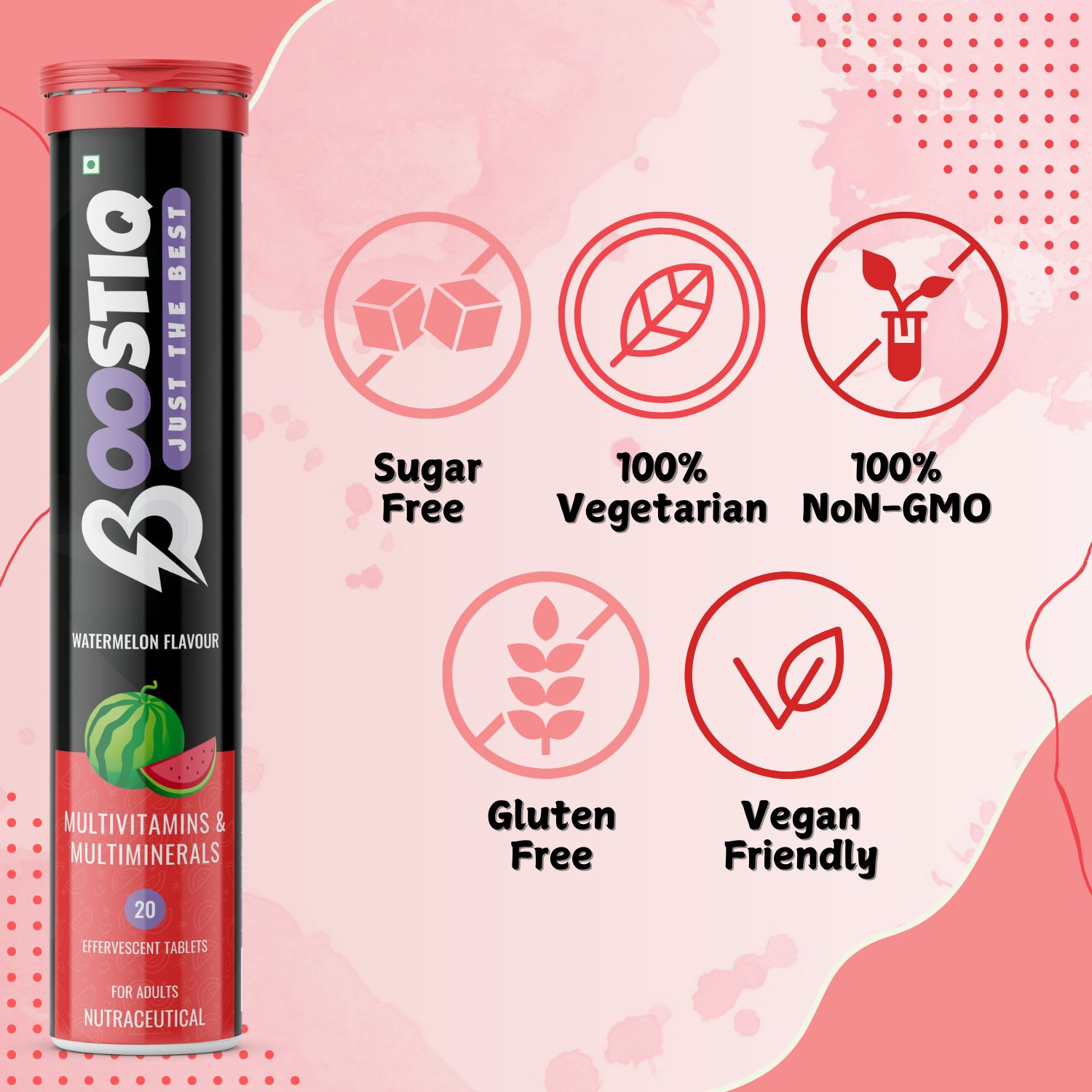 BOOSTIQ Multivitamin EEffervescent Tablets - Watermelon Flavour - Distacart