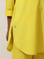 Thumbnail for trueBrowns Lime Cotton Linen Kurta Co-Ord Set