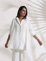 Thumbnail for trueBrowns White Cotton Check Shirt Co-ord Set