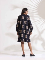 Thumbnail for trueBrowns Black Cotton Print Short Dress